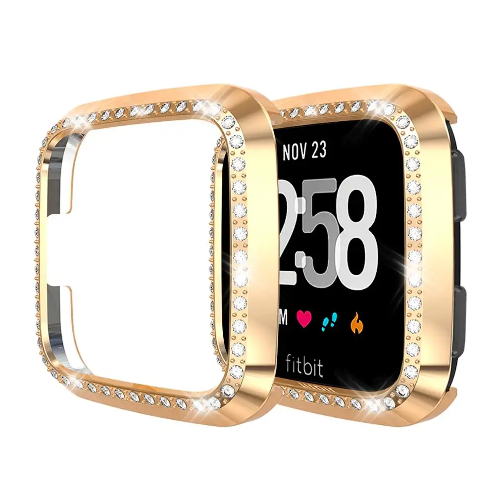 Rose gold-Blingbling 8 цветов, мягкий чехол для часов из ТПУ, защитная оболочка для экрана, аксессуары для часов Smartwatch для Fitbit Versa Lite Band - Цвет: Rose gold-Blingbling