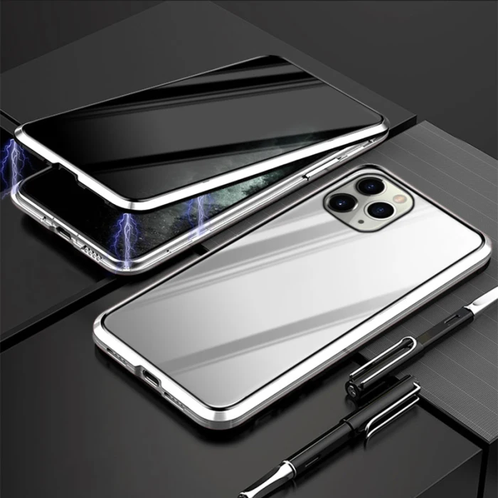 Магнитный абсорбирующий чехол, совместимый с iPhone 11 Pro Max, двухсторонний чехол из закаленного стекла, OC