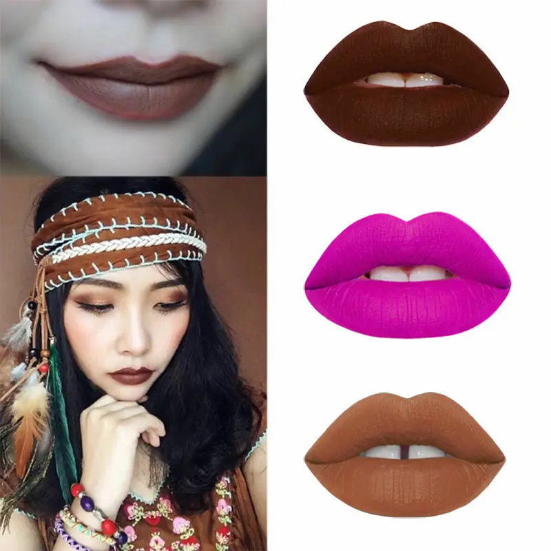 8 color matte lipstick black punk wind goth velvet waterproof durable