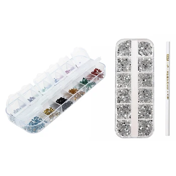 

3000Pcs 1.5Mm Hard Case Nail Art Tips Uv Gel & 3000Pcs 2Mm Rhinestones Gems Studs Nail Art Decoration Kit + Pen