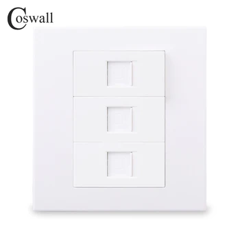 

Coswall Wall Socket PC Panel 3 Gang CAT6 RJ45 Internet Computer Data Connector Modular 86*86mm