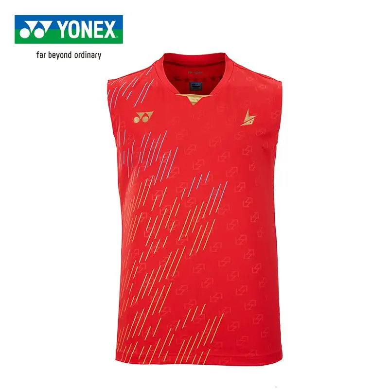 Оригинальная Yonex Yy кофта для бадминтона Lin Dan стильные спортивные дышащие футболки без рукавов для мужчин 10322ldcr - Цвет: Красный