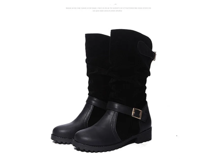 Botas mujer/женские сапоги до колена; винтажные сапоги для верховой езды из искусственной кожи на низком каблуке; женская обувь без застежки на платформе; большие размеры; chaussures