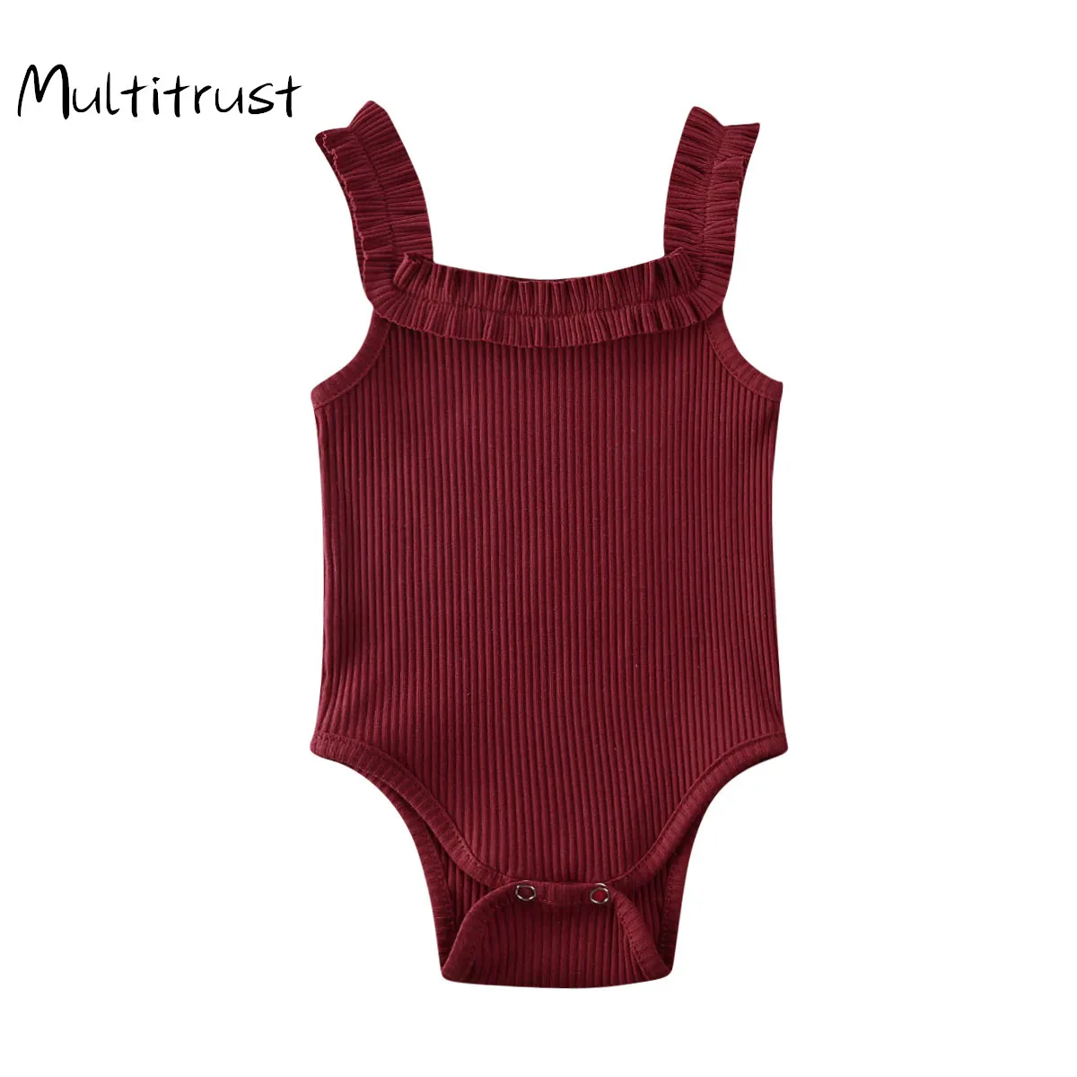 

2020 Baby Girls Boys Bodysuits Summer Clothing Newbown Sleeveless Ribbed Ruffled Solid Jumpsuits Solid Playsuits 3M-24M