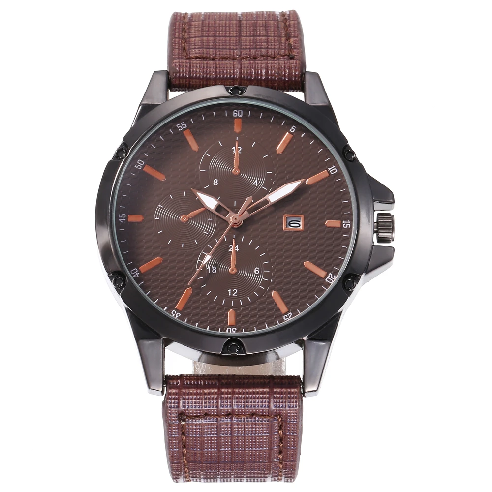 Топ бренд стиль Винтаж коровья кожа браслет часы повседневные мужские наручные часы Роскошные Мужские кварцевые часы Relogio Masculino Горячая - Цвет: kh162-dark brown