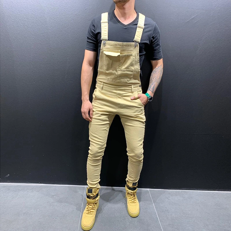 Spring Male Sleeveless Trousers Work Jumpsuit Men Pocket Overalls Pants Man Suspender Five Color Autumn Jumpsuit Casual 2019