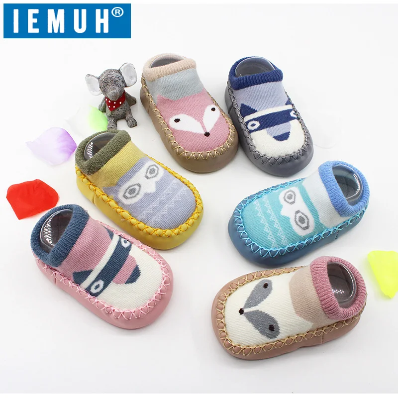

2019 Fashion Baby Socks With Rubber Soles Infant Sock Newborn Autumn Winter Children Floor Socks Shoes Anti Slip Soft Sole Sock