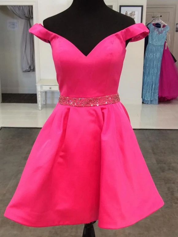 as picture Vestidos de coctail с открытыми плечами атласные Короткие Коктейльные Вечерние, выпускные платья с бисером - Цвет: as picture