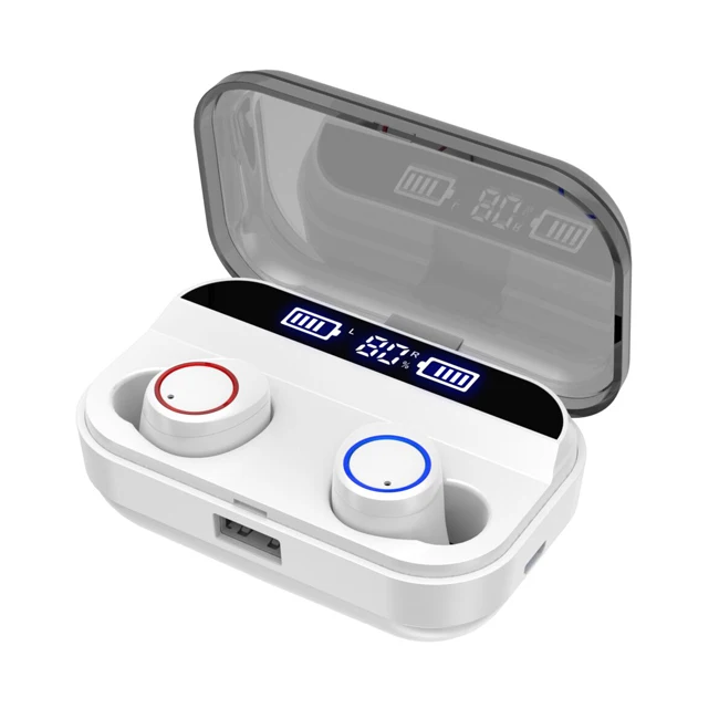 QCR TWS 5,0 беспроводные bluetooth-наушники Мощный светодиодный дисплей с сенсорным управлением спортивные 9D HiFi стерео беспроводные наушники - Цвет: Белый