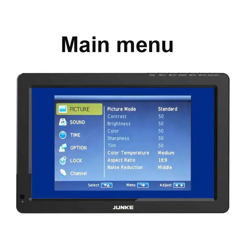  JUNKE Portable TV 12 Inch Digital And Analog Led Televisions Support TF Card USB Audio Car Televisi
