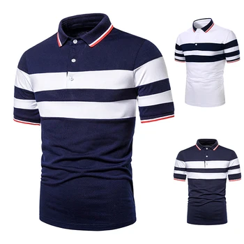 

Men Short Sleeve Polo Chest Three Stripe Color Matching Fashion Collocation Cross-border Lapels, Men Short Sleeve Polo Shirt