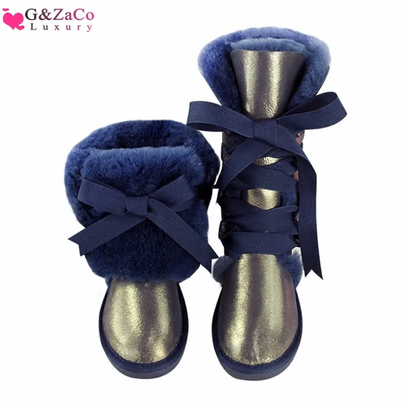 G & Zaco/Роскошные зимние сапоги из овечьей кожи австралийские до колена