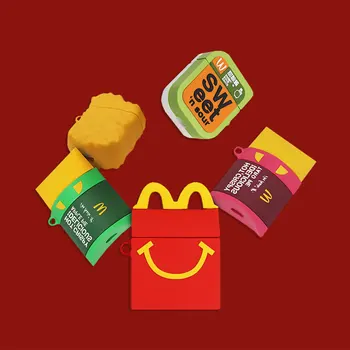 

3D Cute McDonald's Chicken McNuggets McKee Box Earphone Cases For Apple Airpods 1/2 Funny Silicone Headphone Protection Cover