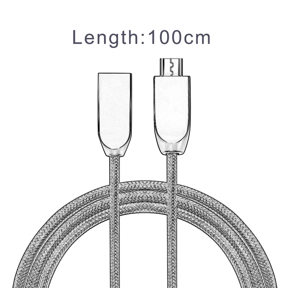1 м Micro USB кабель из цинкового сплава нейлоновый для передачи данных плетеный