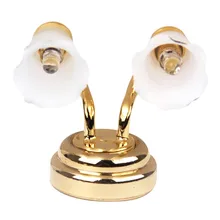 

Mini Wall Lamp With Button Battery Golden Retro Simulation Light Miniature Dollhouse Decoration 1/12 Doll House Play Accessories