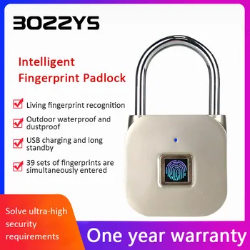 

BOZZYS single vision intelligent fingerprint electronic padlock metal outdoor Anti-theft waterproof cabinet USB Small padlock