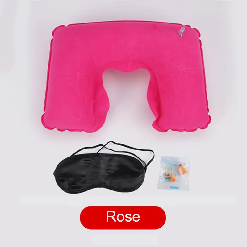 rose Надувная u-образная подушка для шеи, подушка для путешествий, для офиса, самолета, для вождения, для сна, поддержка головы, для отдыха, забота о здоровье, декоративная подушка для кровати - Цвет: rose