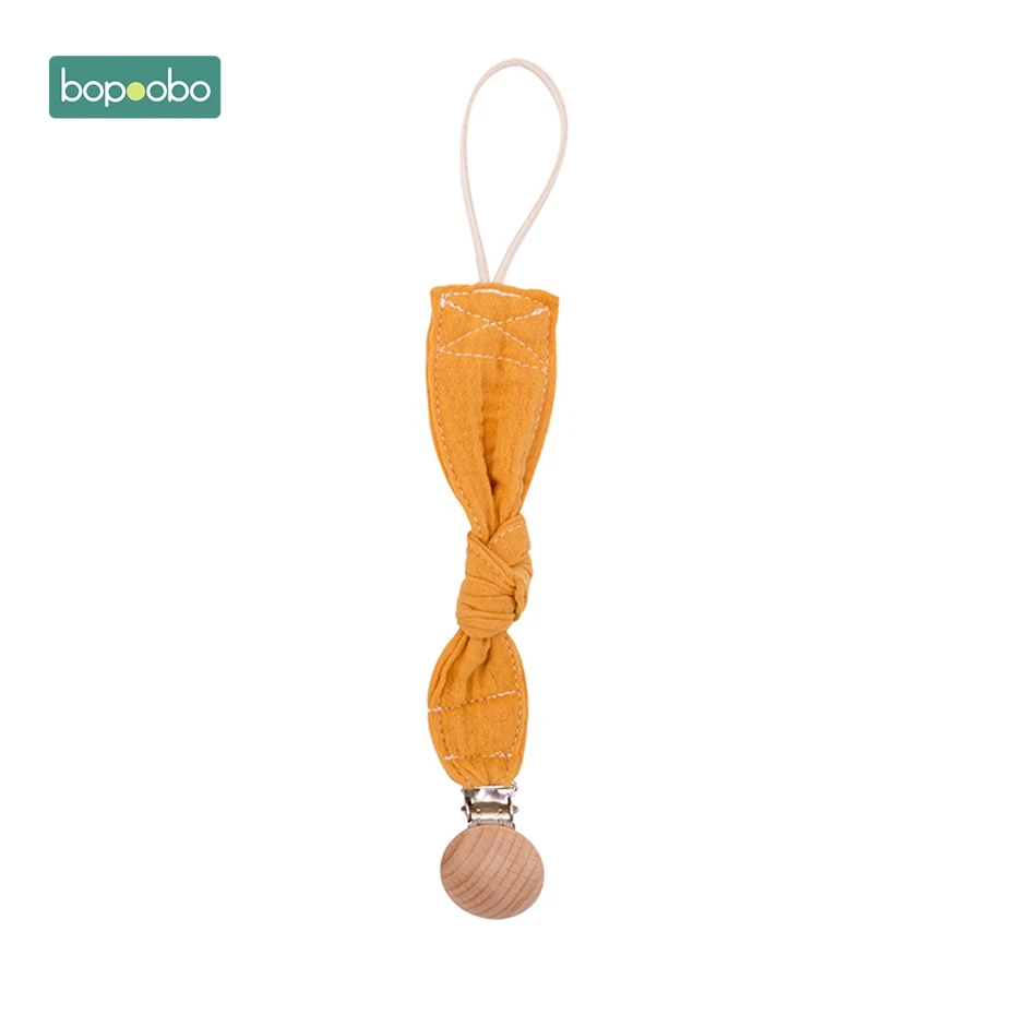 Yellow Pacifier Clip Bopoobo 1 шт. деревянный Прорезыватель для зубов с заячьими ушками; деревянные кольца детский нагрудник хлопок Полотенца для самостоятельного изготовления браслетов подвеска уход предметы для новорожденных - Цвет: Yellow Pacifier Clip