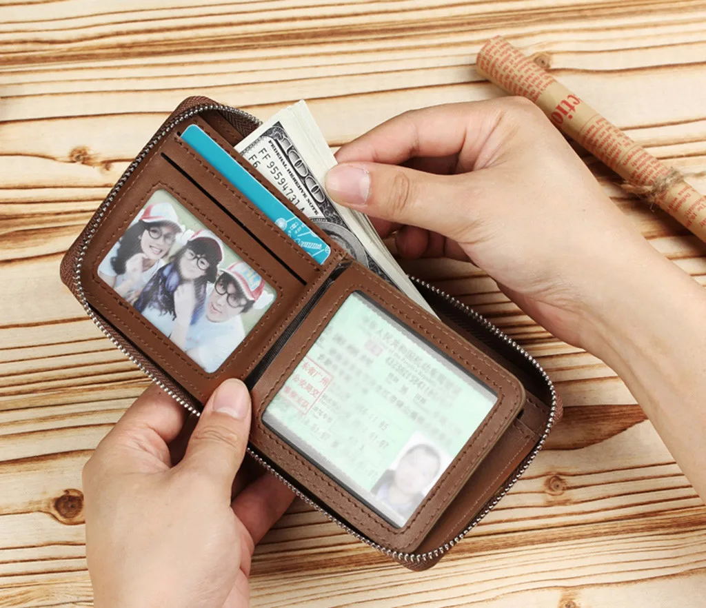 Мужской бумажник из искусственной кожи с карманом для монет винтажные мужские