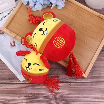 

2020 New Year plush Rat Year Mascot Toy Pendant Plush Red Mouse in Tang Suit Soft Toys Chinese New Year Party Decoration Gift