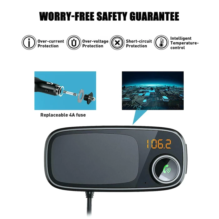 Автомобильный Bluetooth fm-передатчик с магнитным держателем для телефона QC 3,0 зарядка MP3 музыкальный плеер OUJ99