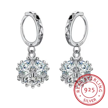 

925 sterling silver Earrings Cubic Square Cube Candy Zircon Ball Drop Earrings brincos Valentine's Day present S-E19