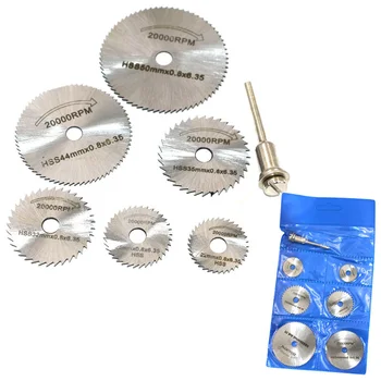 

7 pcs Mini Circular Saw Discs Set Mini Drill Rotary Tool Kit For Rotary Tools Accessories Metal Cutter Power Tool Mandrel Set