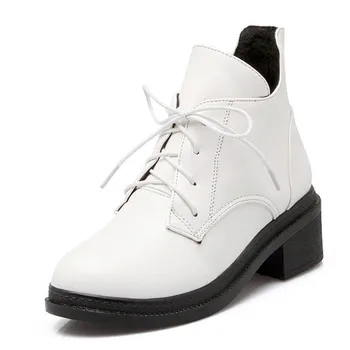 

2016 New Shoes Woman Winter Boots Women Thick Heels Solid Martin Ankle Boots Fashion White Black Red Yellow Botas Mujer XKD2067