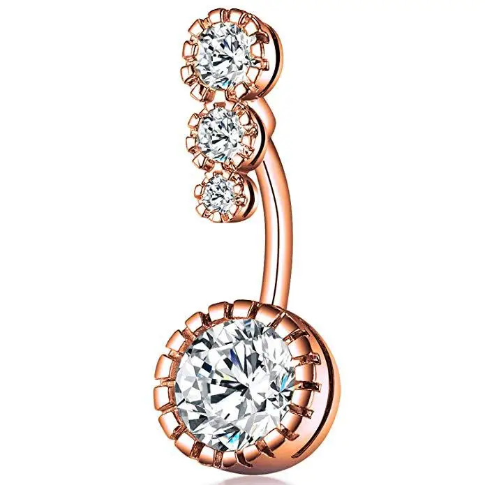 Barbell para o Corpo Cristal Zircão Barriga Barra Sexy Umbigo Piercing Botão Anéis Balançando Ombligo Parafuso Prisioneiro Feminino Jóias 14g Ouro 4 High Quality Joias e Acessórios
