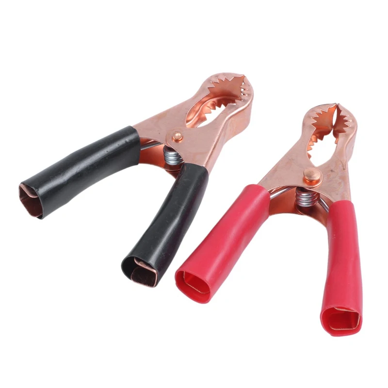 2 x 80 mm long alligator clip test clamp 30 black and red car
