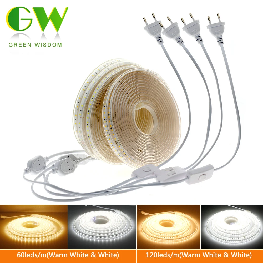 #Best 220V LED Strip 2835 High Brightness Flexible LED Light Tape High Safety Outdoor Waterproof LED Strip Lights for Home Decoration