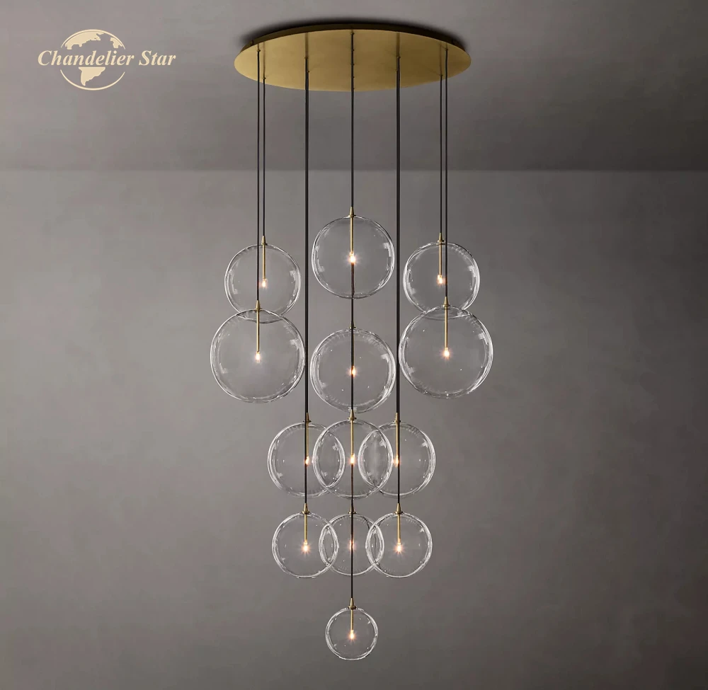 

Glass Globe Cluster Chandeliers Modern LED Metal Brass Chrome Black Pendant Lights Fixture Living Room Dining Room Lamps Lustre