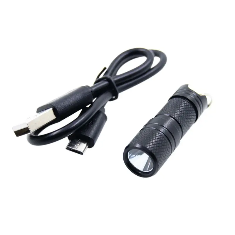 Черный Карманный мини usb СВЕТОДИОДНЫЙ светильник-вспышка, Электрический фонарь, портативный водонепроницаемый перезаряжаемый белый светильник, брелок для кемпинга, ночного чтения - Цвет: Черный