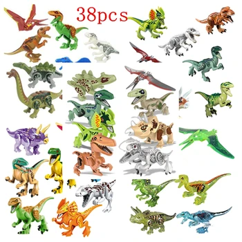 

Jurassic World Park Dinosaur Building Blocks Rex Tyrannosaurus Pterosaurs Children Cartoon Animals Models Assemble Toys for Kids
