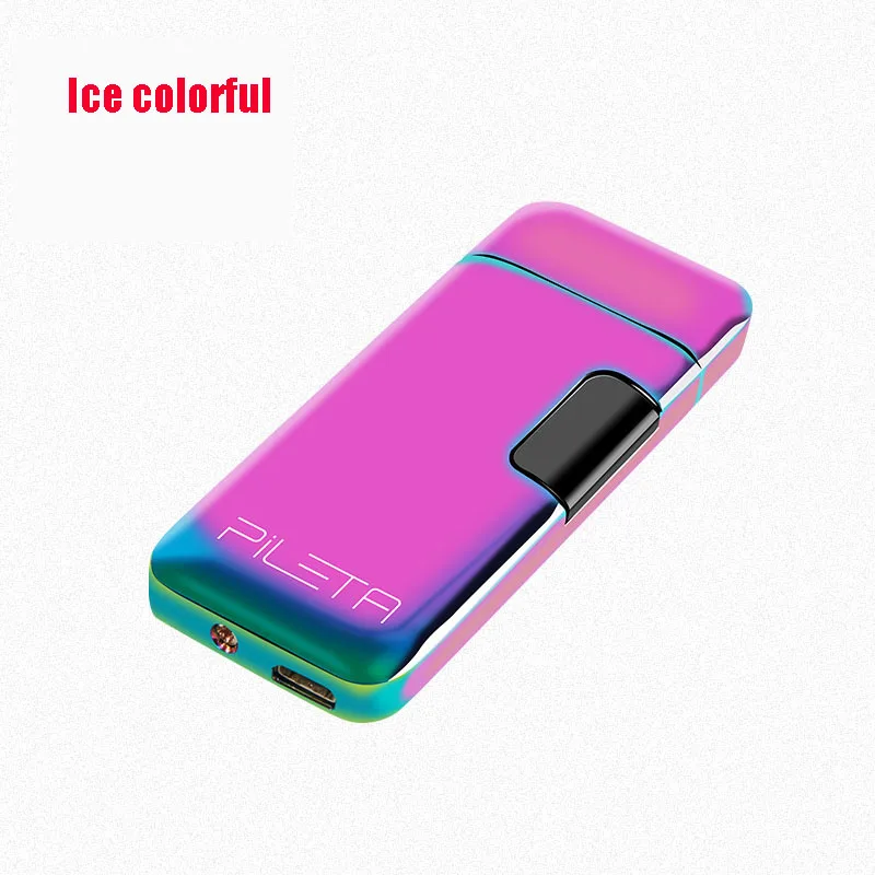 Ice colorful Дуги зарядки USB Зажигалка металлическая зажигалка с светодиодный Дисплей Мощность Творческий персонализированные пользовательские аксессуары для курения - Цвет: Ice colorful