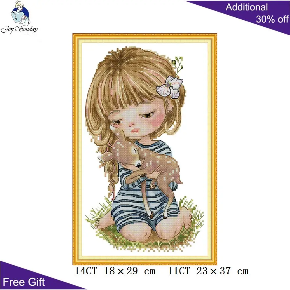 Joy Sunday Girl Cross Stitch for Home Decor, Little Girl, KB025, KB038, KB042, KB080, KB083, RA352, RA353, RA354, RA366, RA369
