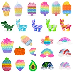 Cute Funny Rainbow Cloud Push Bubble Sensory Toys Portable Anti-stress Squeeze Toys Reliever  Anti Stress Adult Children Toys