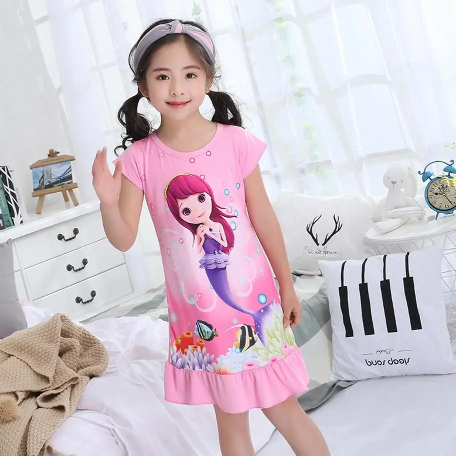 Летнее платье принцессы для маленькой девочки ночные рубашки тонкое Ночное платье с короткими рукавами милая детская пижама с рисунком ночная рубашка CV22 - Цвет: style 16