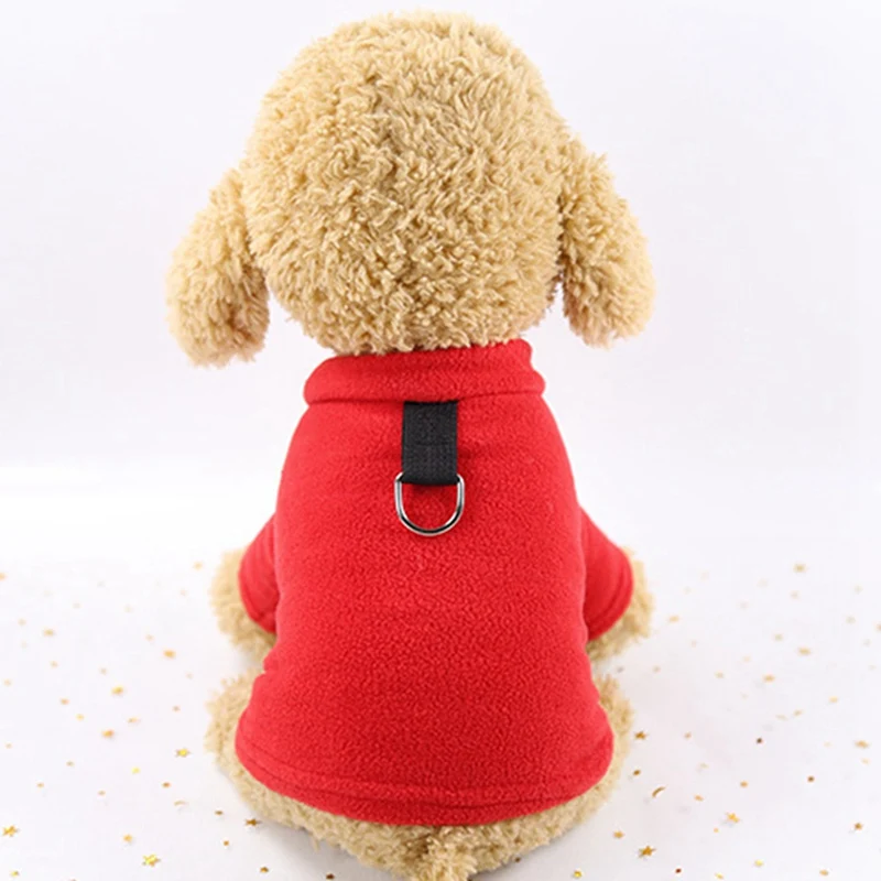 Теплая одежда для собак и кошек на осень и зиму, Однотонная рубашка для собак, чихуахуа, французский бульдог, пальто с длинными рукавами, дешевая одежда, YH - Цвет: Красный