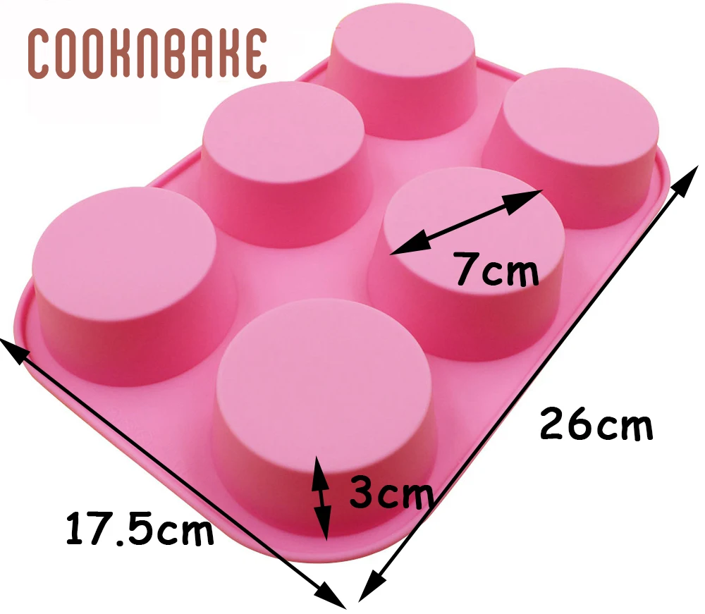 SSCM-001-14 COOKNBAKE, силиконовая форма для кексов, маленькая Форма для кексов, круглая силиконовая форма для выпечки, инструмент для выпечки тортов, 6 отверстий, форма для мыла - Цвет: SSCM-001-14