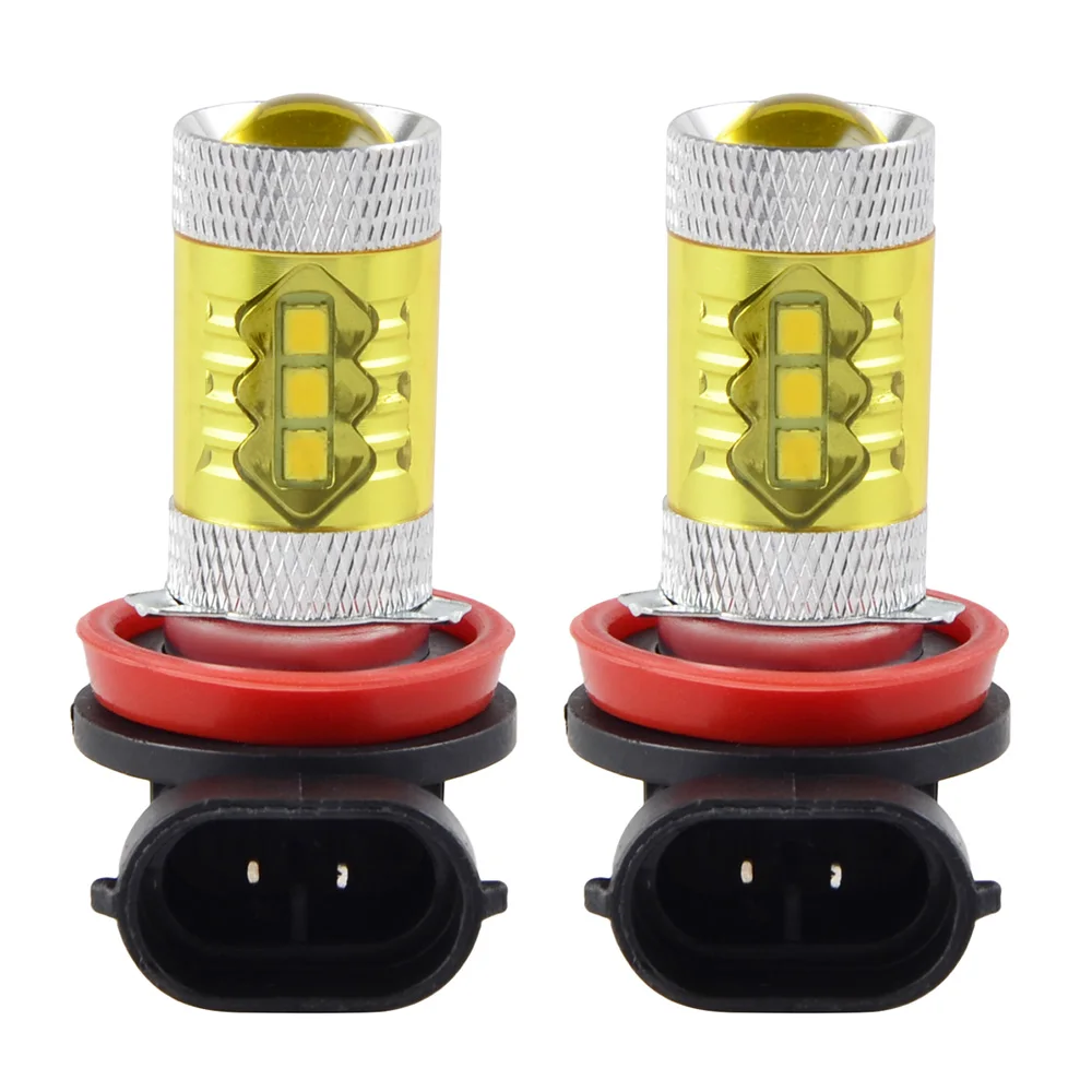 H2CNC 2 шт. 3000K H16 желтого золота 3030 SMD светодиодный Противотуманные фары дальнего света светильник лампочка
