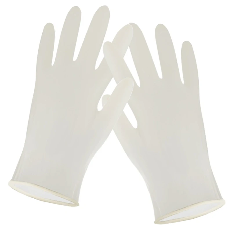 100Pcs Disposable Latex Gloves White Non-Slip Acid and Alkali Laboratory Rubber Latex Gloves Household Cleaning Products