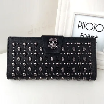 

2019 Skull Wallet and Purse Women's Long leather Wallet Buckle Rivet Purse louis Carrying Women's Designer Wallet luxury brand