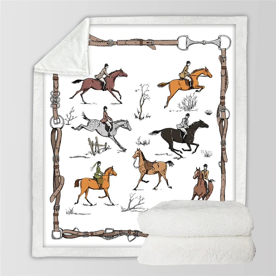 Постельные принадлежности Outlet животные плед Конный плюшевое покрывало английская традиционная конная езда льняное одеяло Спортивное покрывало