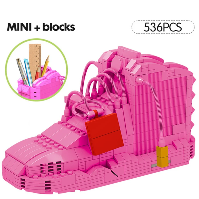Mini Cute Sport Basketball Shoes Building Blocks Sneakers Model Pen Container Bricks Pencil-box Toys for Children Birthday Gift