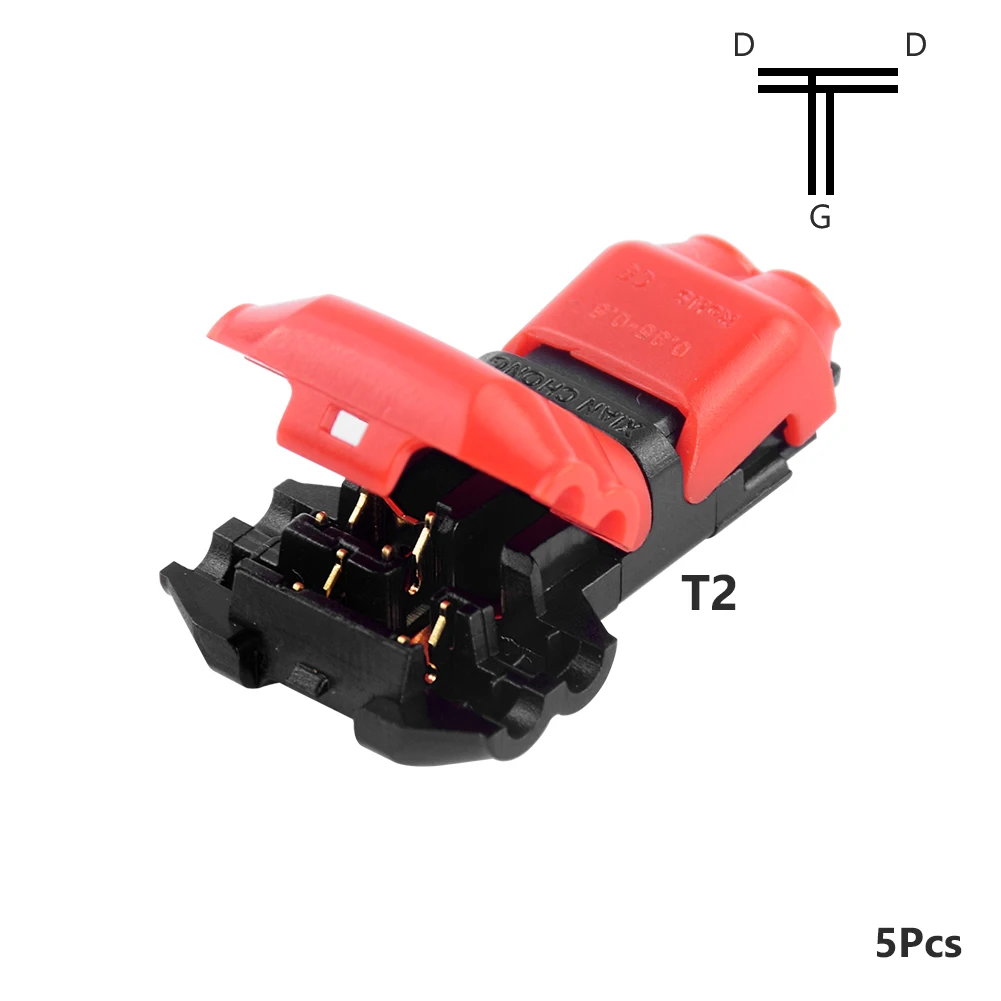 5 шт. быстроразъемный проволочный замок на скотче разъем проводки для 1 Pin 2 Pin 22-18AWG светодиодные полосы провода автомобильные аудио Кабельные Наконечники Обжимные - Цвет: Red T shape 2Pin