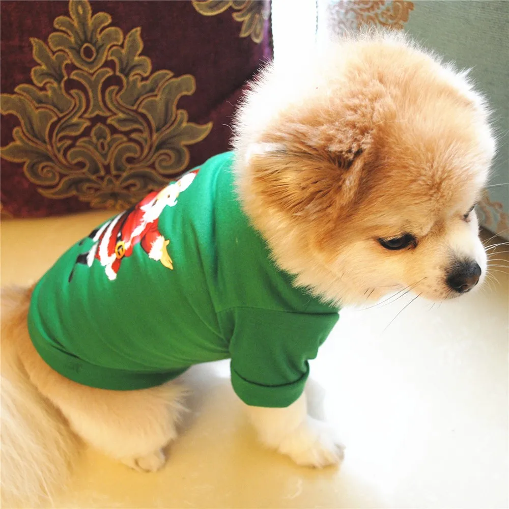 Мультяшная Одежда для собак с рождественским принтом, жилет для домашних животных, одежда для собак/костюм для кошек, Милая футболка для собак, одежда для щенков, котят, товары для домашних животных