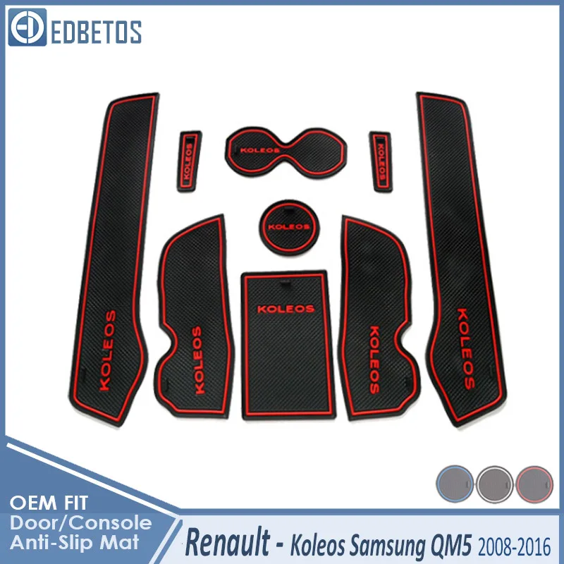 Противоскользящий коврик для Renault Koleos 1 2008- samsung QM5 аксессуары ворота слот подставка анти-Грязная дверь паз коврик интерьер автомобиля - Название цвета: Koleos 1 Red