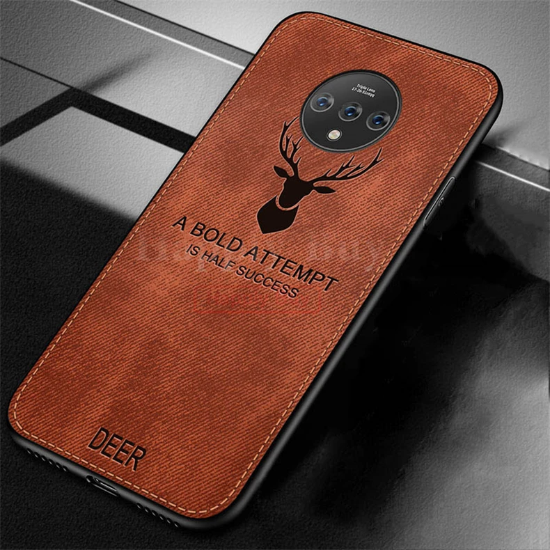 Текстурированный Мягкий тканевый чехол для телефона с оленем для Oneplus 7T Pro Чехол ударопрочный задний Чехол для One plus 7T Pro чехол Ультратонкий чехол