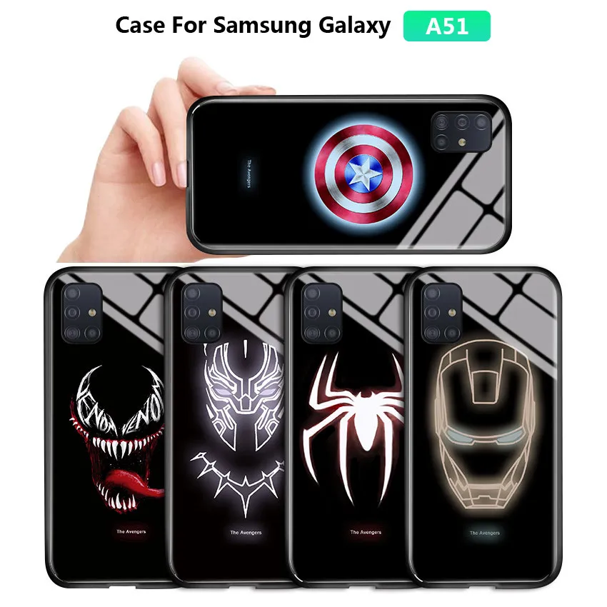 Светящийся чехол для Samsung Galaxy A51 A71 A81 A91 супергерой Капитан Америка Железный